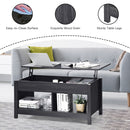 Lift Top Coffee Table with Hidden Storage Compartment and Lower Shelf for Study Room (Black)