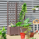 Raised Garden Bed with Trellis Planter Box for Climbing Plants - Brown