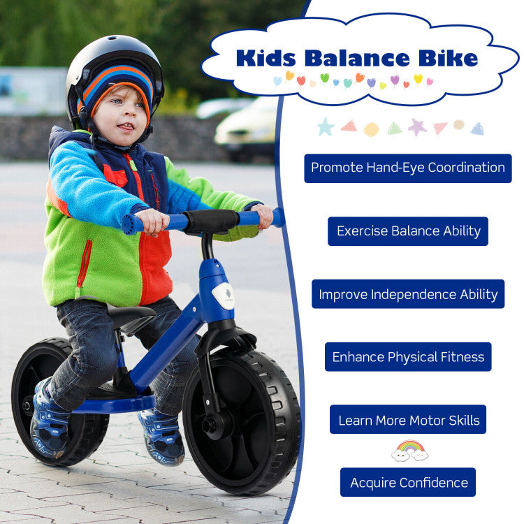 4-in-1 Kids Training Bike Toddler Tricycle with Training Wheels and Pedals - Blue