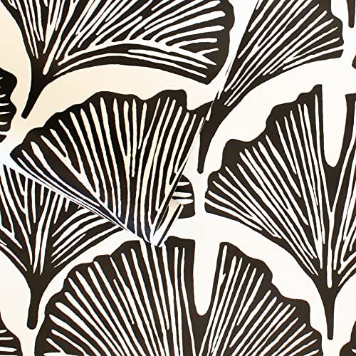 Zebra Black Feather Palm Removable Peel and Stick Wallpaper, 20.5 in X 16.5 ft