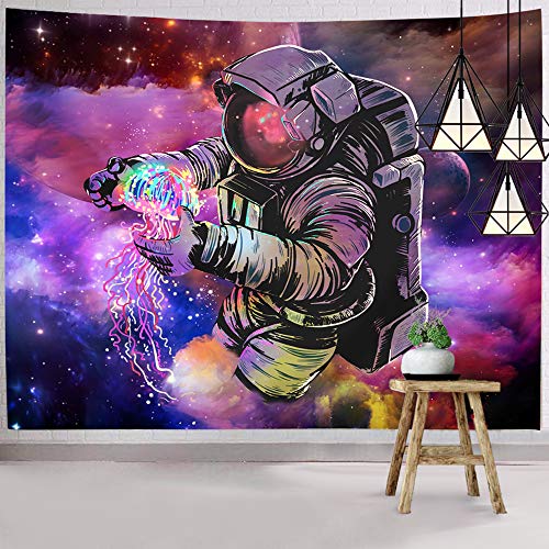 Astronaut Fantasy Space Tapestry Wall Hanging Trippy Galaxy Planet Wall Art