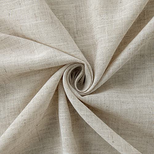 Beige Linen Curtains for Small Windows 45 Inch Length 2 Panel Rod Pocket