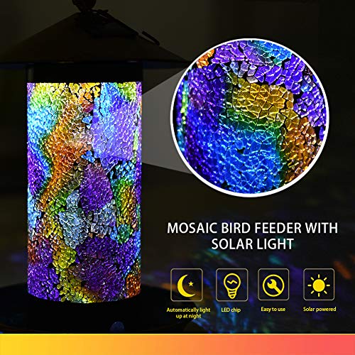 Solar Bird-Feeder for Outside Hanging Outdoor - Solar Powered Garden Lantern Light