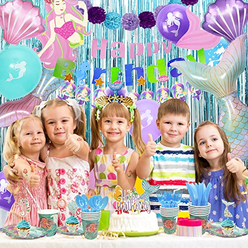 202 PCS Little Mermaid Party Decorations Mermaid Balloons for Girls Decorations