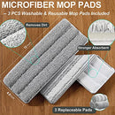 Mop and Bucket with Wringer Set, Flat Floor Mop and Bucket with 3 Microfiber mops