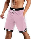 MAGCOMSEN Men's Running Athletic Shorts Quick Dry Mesh Basketball Shorts with 2 Zipper Pockets