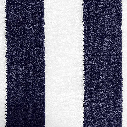 Amazon Basics Cabana Stripe Beach Towel - 2-Pack, Navy Blue