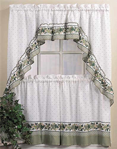 Cottage Ivy Country Curtain Tier And Swag Set, Multi, 56-Inch X 36-Inch