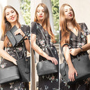 Handbags for Women Shoulder Bags Tote Satchel Hobo 3pcs Purse Set Black