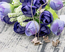 Rose Gold Plated Butterfly Necklace Stud Earrings for Girls Women Jewelry Set