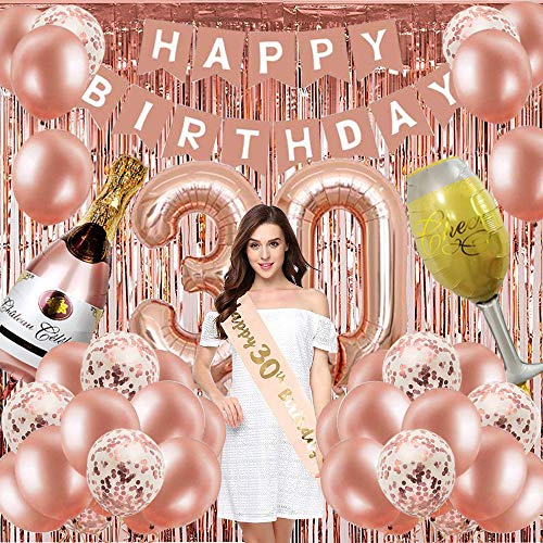 30th Birthday Decorations for Women, Rose Gold 30 Birthday Party Decoration
