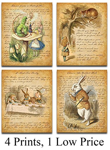 Alice In Wonderland - Set of Four Prints (8x10) Unframed - Home Decor