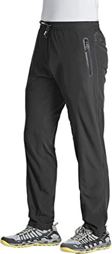 MAGCOMSEN Men's Pants Lightweight Quick Dry Hiking Fishing Running Workout Active Pants 2 Zipper Pockets Open Bottom Jogger