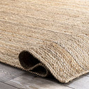 Hand Woven Farmhouse Jute Area Rug, 6 ft x 9 ft, Natural