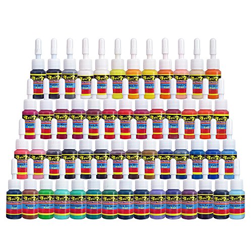 Solong Tattoo Ink Set 54 Complete Colors Pigment Kit 1/6oz (5ml) Tattoo Supply for Tattoo Kit TI1001-5-54