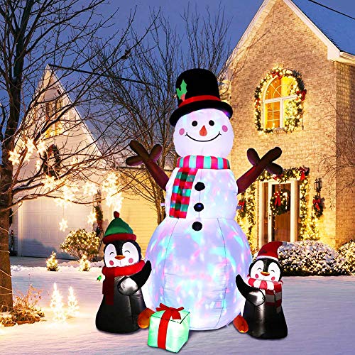 6ft Christmas Inflatables Outdoor Decorations, Blow Up Snowman Penguins