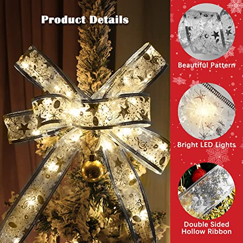 2 Pack Christmas Tree Ribbon Lights, 32ft 100 LED Christmas Fairy Strings Lights