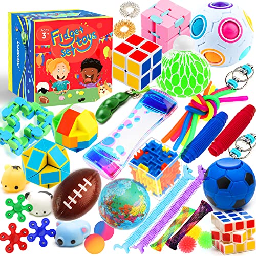 Sensory Toys Set 38 Pack, Stress Relief Fidget Hand Toys for Adults and Kids
