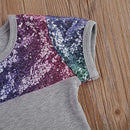 Toddler Baby Girl Summer Clothes Outfit Set 2Pcs (D-Gray, 2-3T)