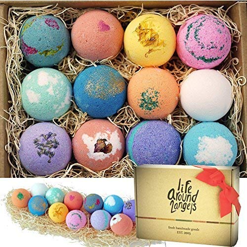 Bath Bombs Gift Set 12 USA made Fizzies, Shea & Coco Butter Dry Skin Moisturize