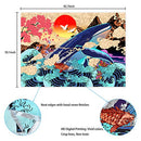 Sevenstars Japanese Ukiyo-e Tapestry Sea Wave Koi Tapestry Trippy Whale