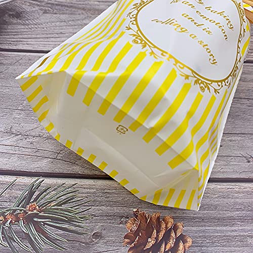 24pcs Treat Bags Party Favor Bags Plastic Gift Bags Yellow Stripes