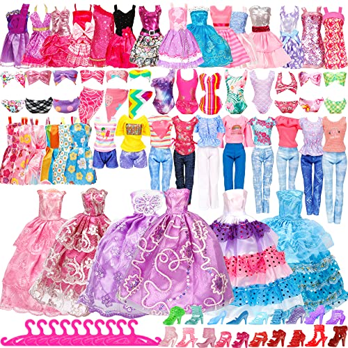 50 Pcs Handmade Doll Clothes and Accessories,5 Wedding Gowns 5 Fashion Dresses