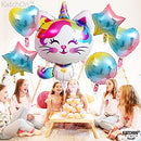 Big, 36 Inch Caticorn Balloon Set - Caticorn Party Supplies, Pack of 7