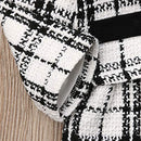 Toddler Baby Girl Plaid Skirt Set Long Sleeve Jacket Coat Tops Party Dress Tutu Skirt Fall Outfit Clothes (Black+White,6-12Months)