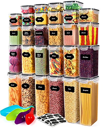 28 Pack Airtight Food Storage Container Set, Pantry kitchen organization and Storage, BPA Free