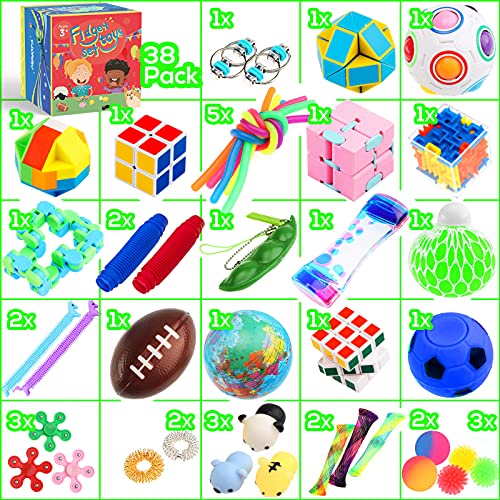 Sensory Toys Set 38 Pack, Stress Relief Fidget Hand Toys for Adults and Kids