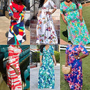 FANDEE Plus Size Maxi Dress for Women Casual Summer Sundress V-Neck