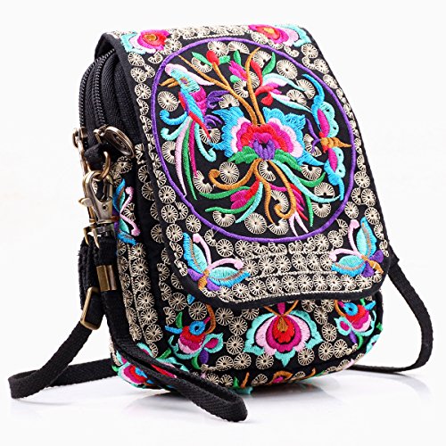 Embroidered Cute Mini Crossbody Bag for Women Small Handbags Wristlet Wallet