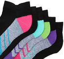 Girls' Big Cushion Low Cut with Arch Support 6 Pack Sock, black Assorted