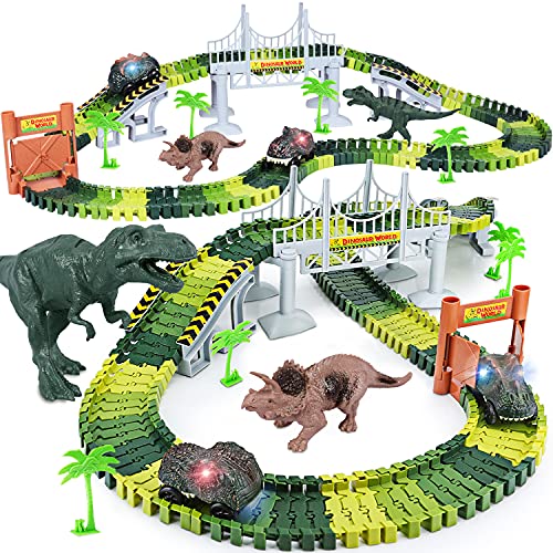 Dinosaur Toys,Create A Dinosaur World Road Race,Flexible Track Playset