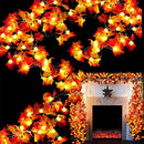6 Pack Maple Leaves Garland String Light Thanksgiving Decorations, 10Ft/20 Led