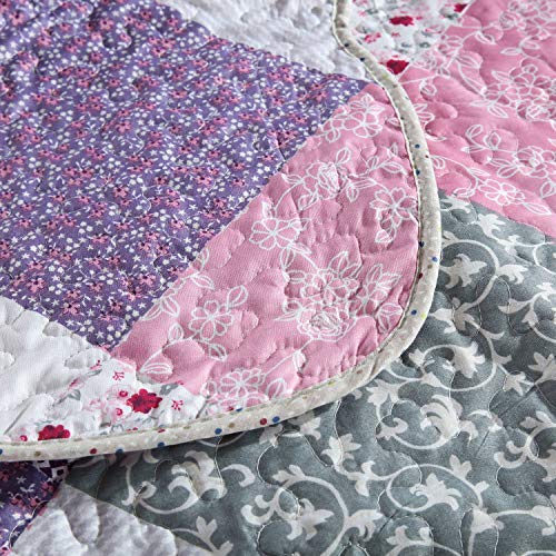 Quilt Set Queen Size - 3 Piece Microfiber Quilts Reversible Bedspreads