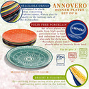 Dinner Plates, Set of 6 Porcelain Plates, 10.5 Inch Diameter
