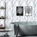 Gray Blue Tree Branches Peel and Stick Wallpaper 17.71" x 118" Natural Wall Paper