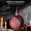CSK 11” Red Granite Frying Pan with Lid-Classic Fry Pan with APEO & PFOA-Free