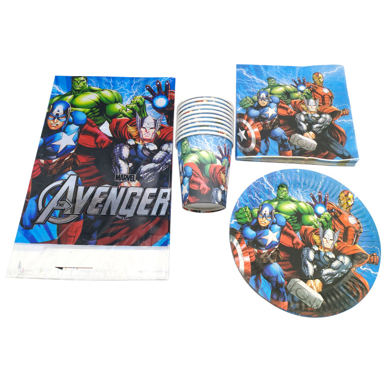 61PCS/lot Party Decor Avengers/Captain America/Iron Man Theme Plates Cups Napkins Kids Tablecloth