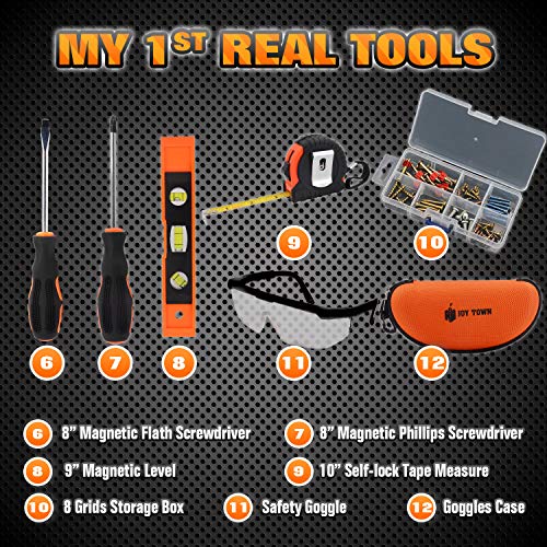 Kids Real Tool Set - Junior Steel Forged Tool Kit with Real Hand Tools