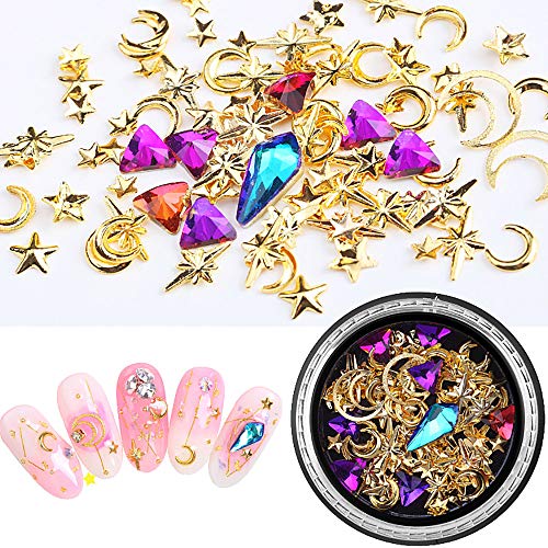 SILPECWEE 6 Boxes 3d Nail Rhinestones And Studs Gold Nail Rivets Set Nail Crystals Clear Nail Jewelry Decorations Manicure Kit With 1Pc Tweezers And Picker Pencil