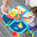 TEMI 4-in-1 Sand Water Table, 32PCS Sandbox Table with Beach Sand Water Toy