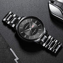 Men's Waterproof Quartz ,Elegant Watches,Black Stainless Steel