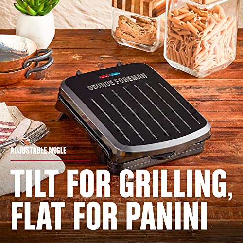 2-Serving Classic Plate Electric Indoor Grill and Panini Press, Black, GRS040B