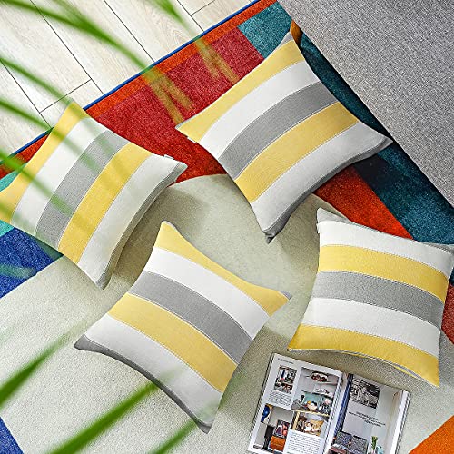 Pack of 2 Farmhouse Stripe Check Throw Pillow Covers Set