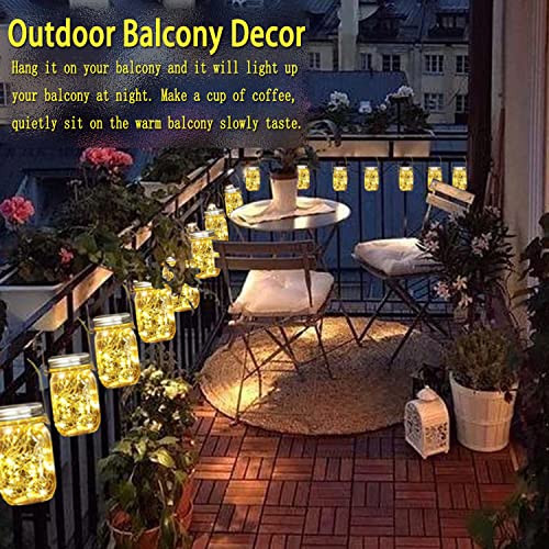 8 Pack Outdoor Solar Lantern 30LED Mason Jar Lights Solar Powered,Waterproof Hanging