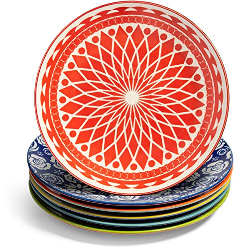 Dinner Plates, Set of 6 Porcelain Plates, 10.5 Inch Diameter