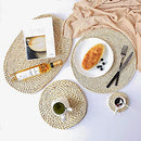 6 Pack Woven Placemats,Round Corn Husk Weave Placemat Braided Rattan Tablemats